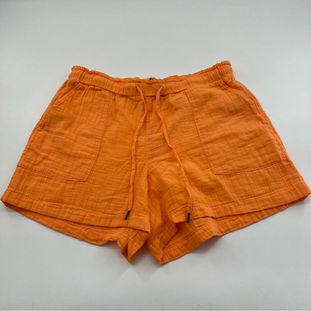 GAP Gauze Pull On Crinkle Shorts High Rise Icy Orange TALL